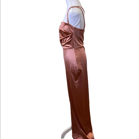 Rose Gold Long Dress with Slit - Picture 3 of 6